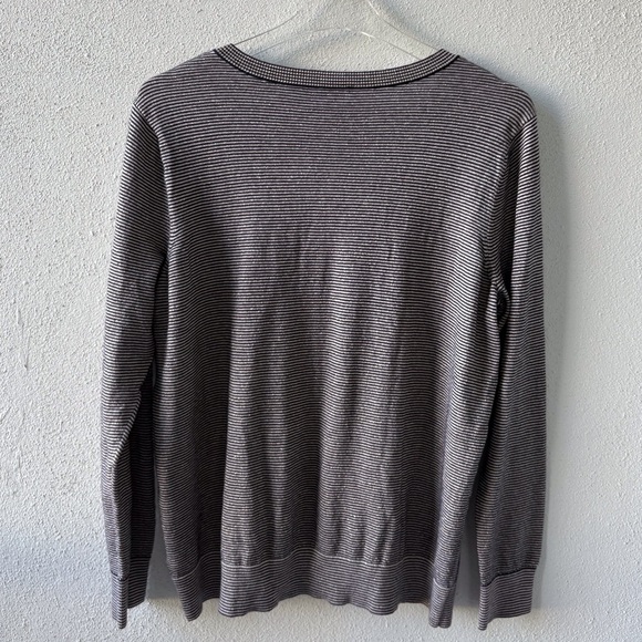 Talbots Woman Size 1X Navy Stripe Metallic Button Up Cardigan Office Casual - Picture 3 of 12